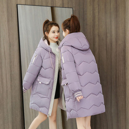 Casual Loose Mid-length Cotton Coat Women's Winter Outerwear Thickened Puffer Jacket Cotton Coat Cotton Clothing