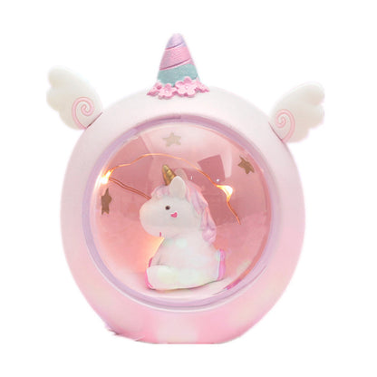 Cartoon Round Night Light LED Battery Night Light Child Baby Room Desktop Decoration Decoration Lamp Gift Small New
