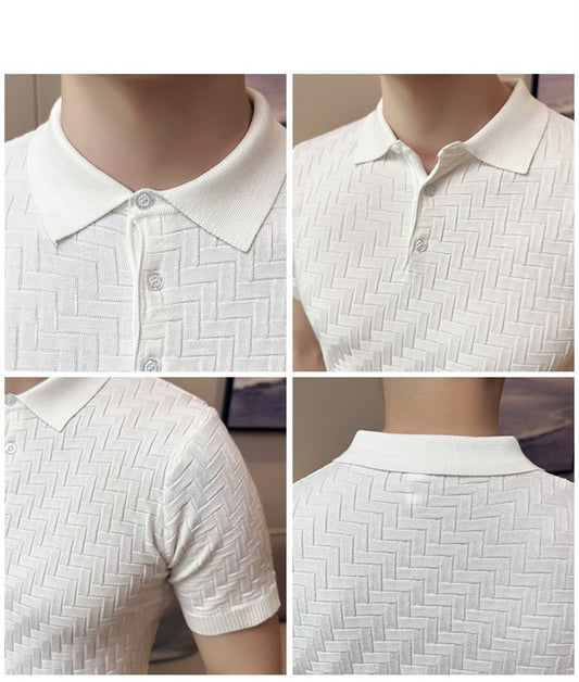 Polo de manga corta para hombre de seda fina Ice Silk