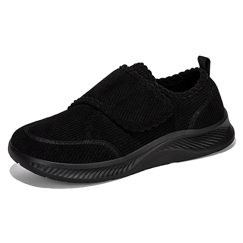 Winter and Autumn Wide-Fit Fleece-Lined Warm Shoes for Elderly Extra-Wide and Extra-Thick Rehabilitation Shoes for Broad Feet and Swollen Feet Walking Shoes