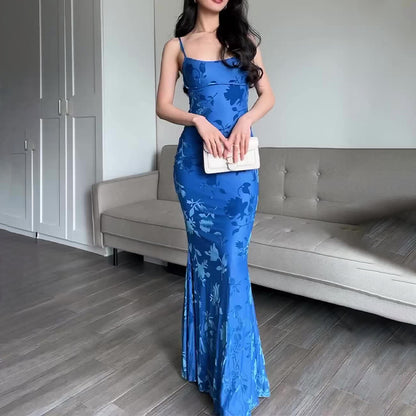Leichtes Luxus-Schlupfkleid mit Fischschwanzmuster und Print für Damen in Slim Fit