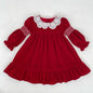 Christmas Red Ruffle Collar Dress for Girls