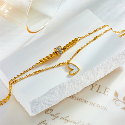 Joyería de moda Boho Classic Love Heart Ankle Chain Pulsera de cadena de doble capa Tobillera Charm Borla Cadena de pierna Cadena de pie Mujeres Accesorios de joyería de fiesta