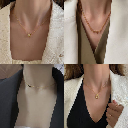 Collar de oro con diseño de nicho de estilo europeo y americano de moda