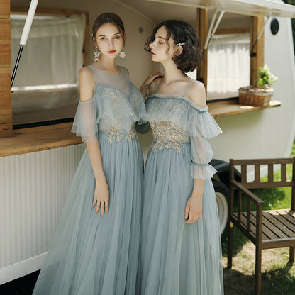 Sommerliches langärmliges, fleischbedeckendes Abendkleid