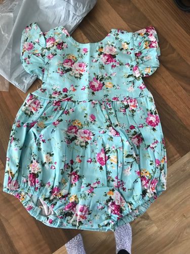 New girls blue printed small floral romper