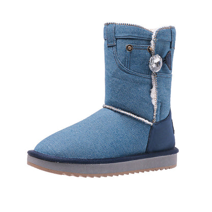 Botas de nieve vaqueras cortas de invierno para mujer