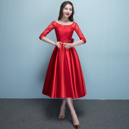 Vestido de noche azul ajustado de estilo occidental para banquete de verano, elegante, de largo medio, para fiesta anual