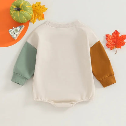 Halloween Toddler Jumpsuit Long Sleeve Pumpkin Letters