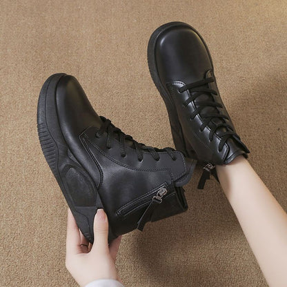 Botines de plataforma con forro polar para mujer, otoño e invierno