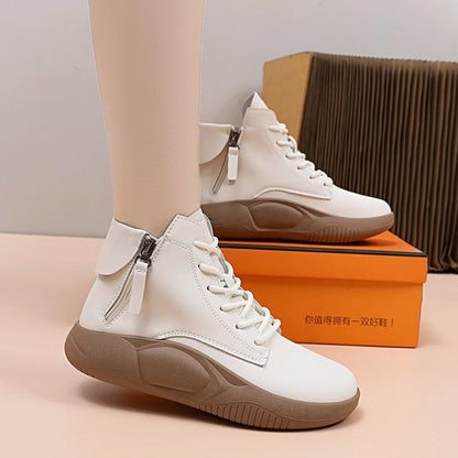 Botines de plataforma con forro polar para mujer, otoño e invierno