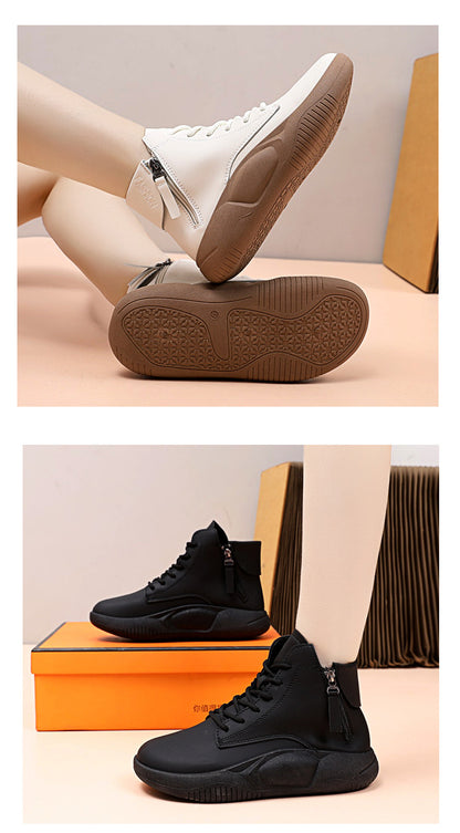 Botines de plataforma con forro polar para mujer, otoño e invierno