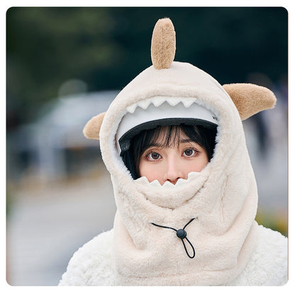 Ski Headgear Ear Protection Face Sleeve Cap Warm Veneer Cartoon Shape Shark Helmet Hat