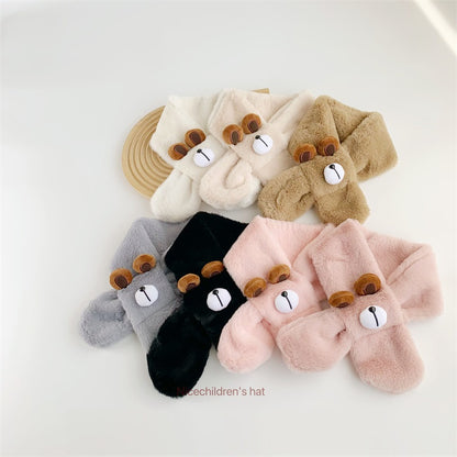 Baby Jungen und Mädchen Winter Thermal Cute Bear Kinder Plüsch Schal