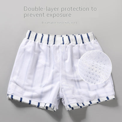 Pantalones de playa de hombre de doble capa de secado rápido y rayas