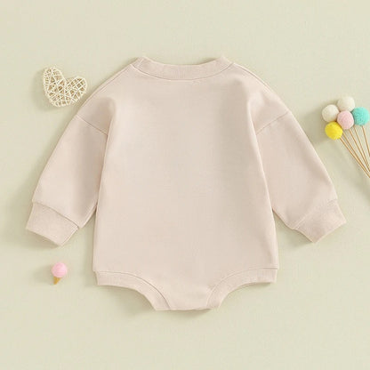 Infant Toddler Long Sleeve Alphabet Embroidery Romper