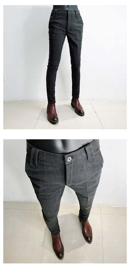 Youth Business Fashion Solid Color Simple Pencil Pants Suit Pants