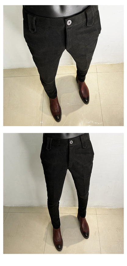 Youth Business Fashion Solid Color Simple Pencil Pants Suit Pants