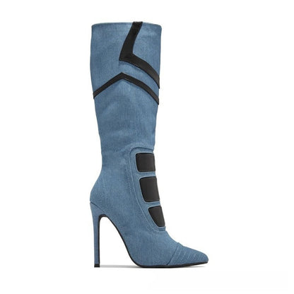 Black And White Color Simple Fashion Boots Women's Shoes Long Tube