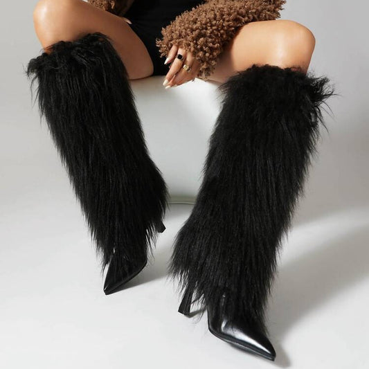 Women's Boots With Tassels, Stiletto Heels And Pointed Toes Fashionable, Minimalist Long Boots