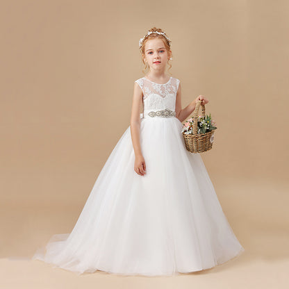 Vestido de novia blanco para niña de las flores