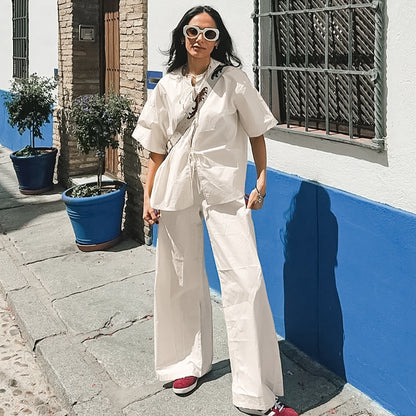 Traje de moda anudado de algodón puro Niche Albaricoque Simple