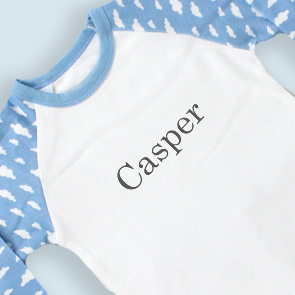 Blue Cloud Print Children's Pyjamas 1-2 Years - Personalise