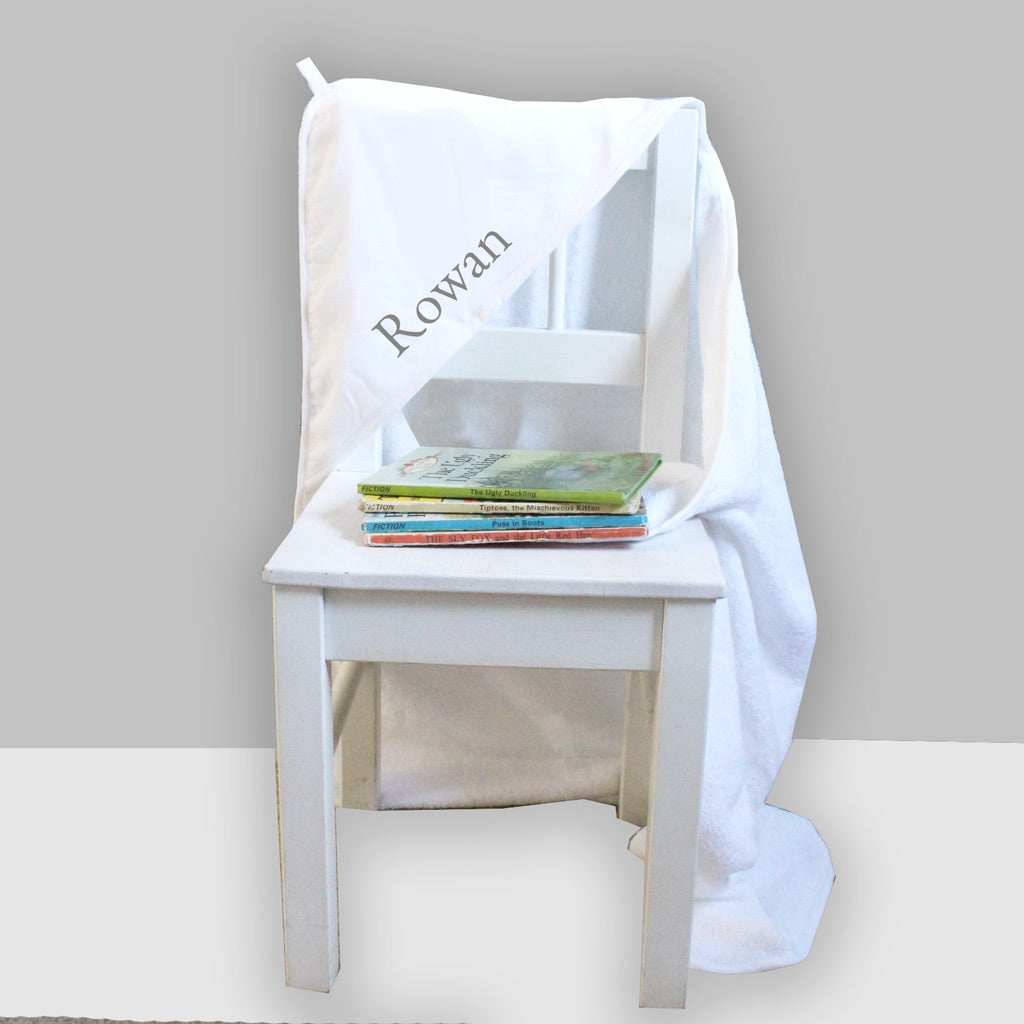 White Hooded Baby Towel - Personalise