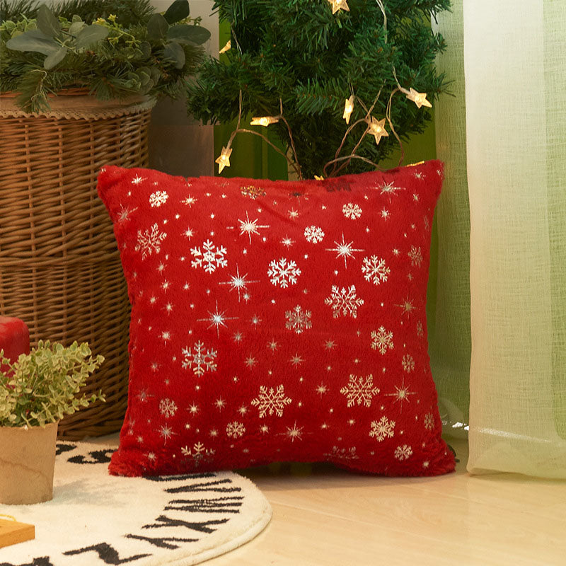 Christmas Snowflake Plush Hot Silver Sofa Pillowcase (excluding core) Home Pillow Cover