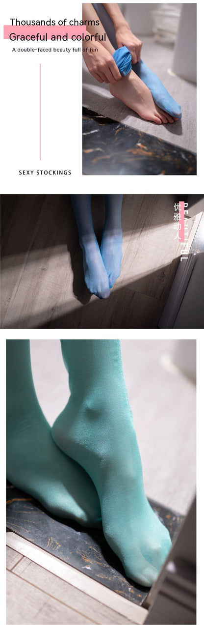 Women's Candy-colored Ultra-thin Toe Transparent Thigh High Socks