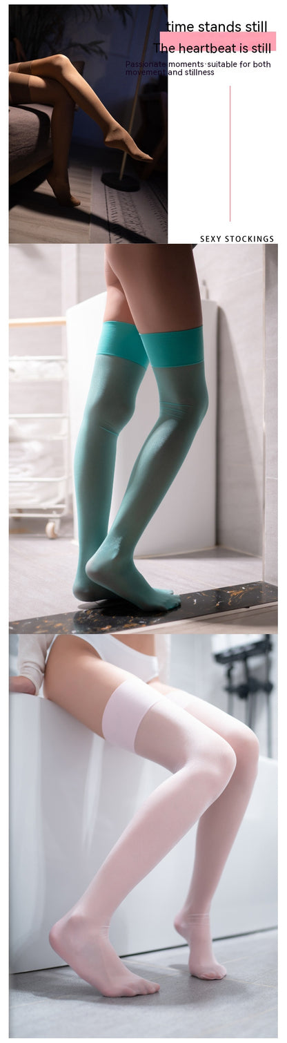 Women's Candy-colored Ultra-thin Toe Transparent Thigh High Socks