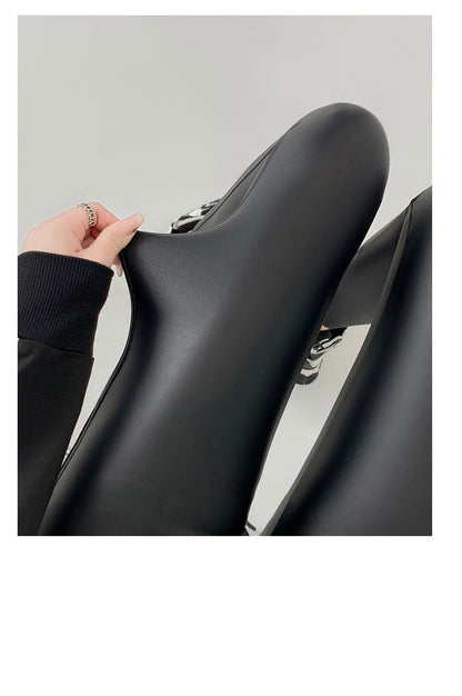 Nuevos pantalones ajustados de cuero elásticos de otoño e invierno, pantalones de terciopelo fino mate de PU, leggings para adelgazar
