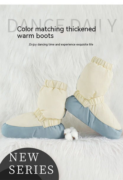 Botas de nieve para bailar, forro polar, para mujer, para bailar, ballet, suela blanda, para entrenamiento