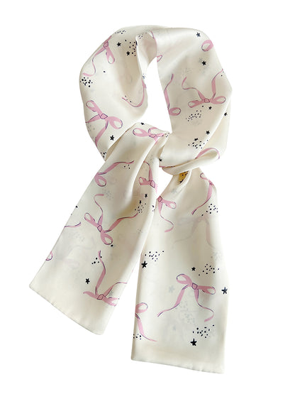 Bow Design Silk Scarf Ribbon Women's Bag Hair Band