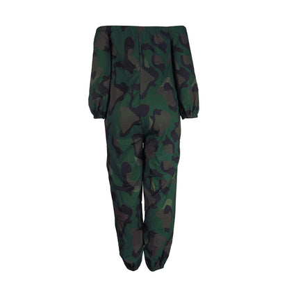Sexy Slim Backless Crocheted Floral Print Plus Size Jumpsuit