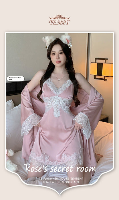 Lace Pure Desire Style Slip Nightdress Suit