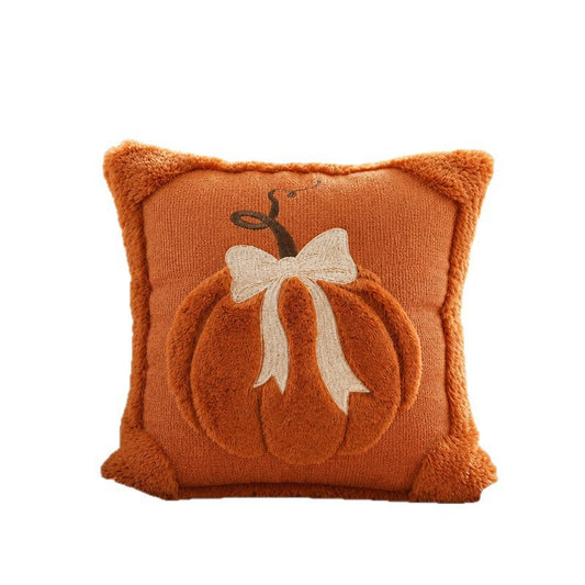 Plush Pumpkin Bow Pillows