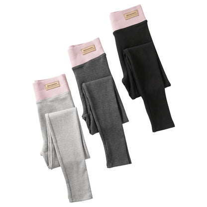 Leggings de piel de oveja extragruesa de cintura alta de color gris del noreste