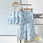 Cute Flower Trim Sleeveless Baby Shirt and Long Pants Two-Piece Set for Girls Summer Outfit