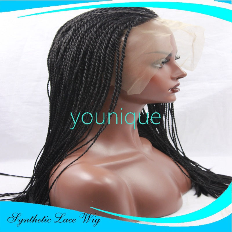 Twistted 2-strand braids front lace wig
