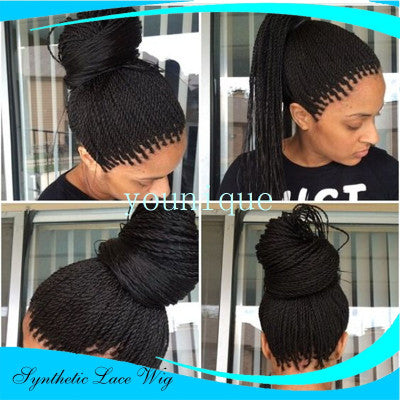 Twistted 2-strand braids front lace wig