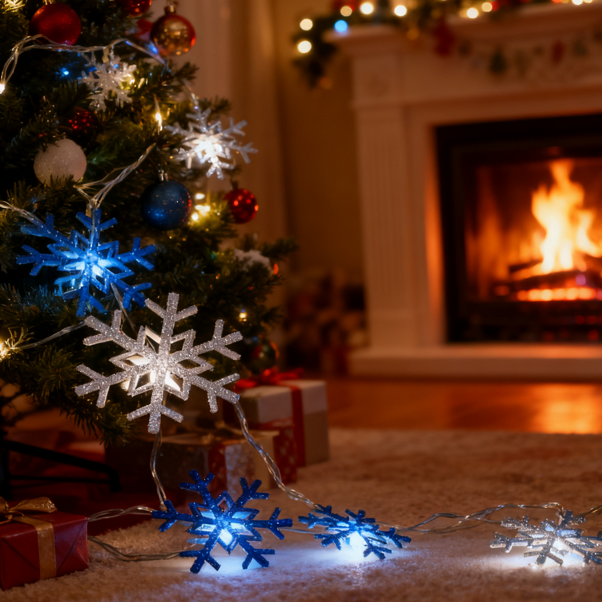 Non woven snowflake Christmas light LED string