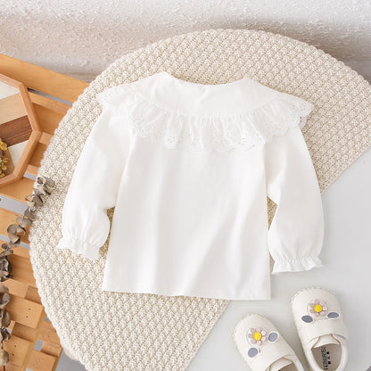 Baby Embroidered Lace Collar Bottoming Shirt White Shirt Versatile