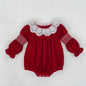 Christmas Red Ruffle Collar Dress for Girls