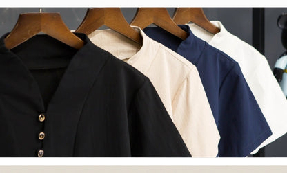 Summer linen suit men's cotton short sleeve