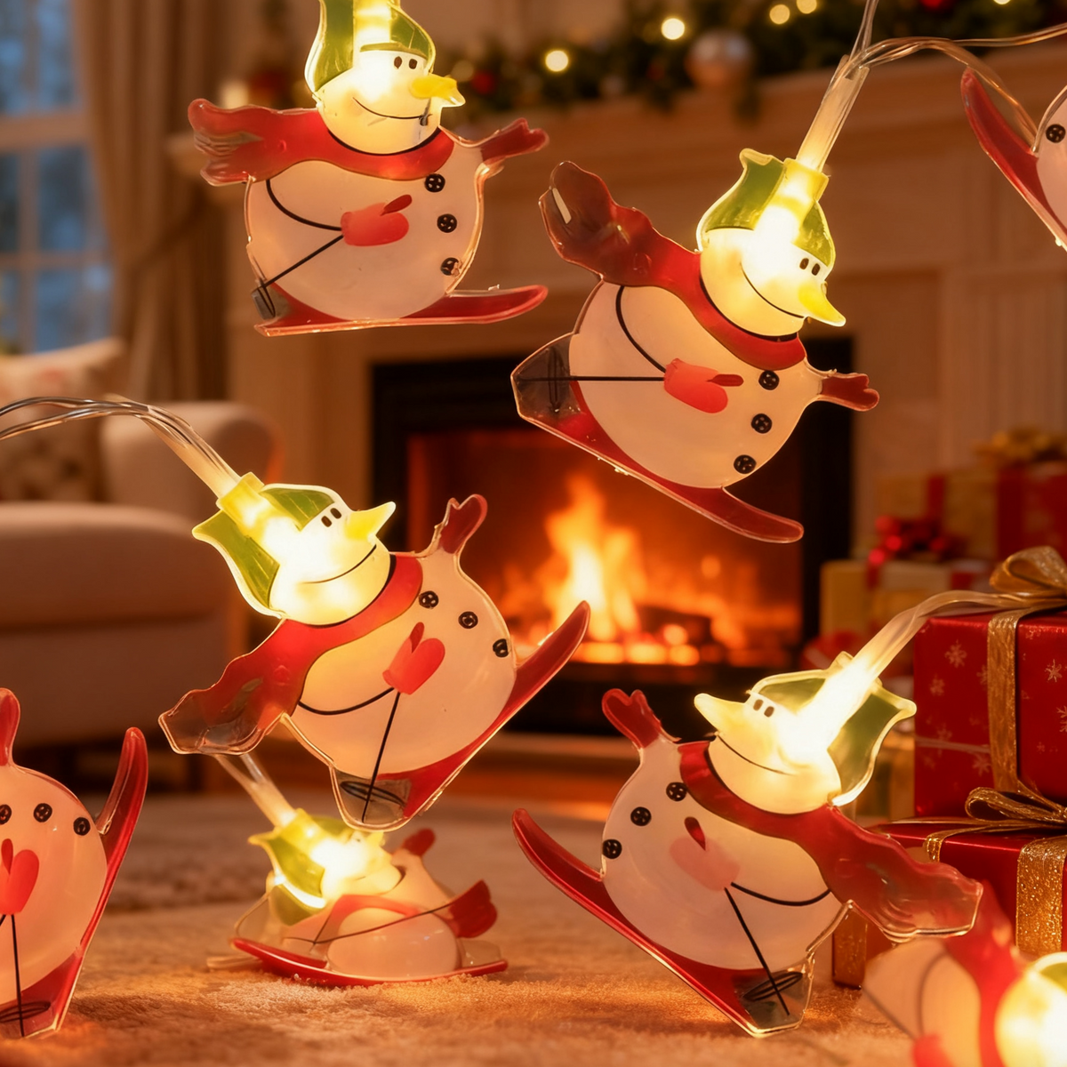 Colorful Ski Snowman Christmas Light LED String