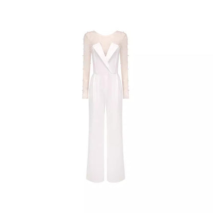 Jumpsuit mit Oberteil aus Schaumstoff und Netzstoff, lässiger Anzug