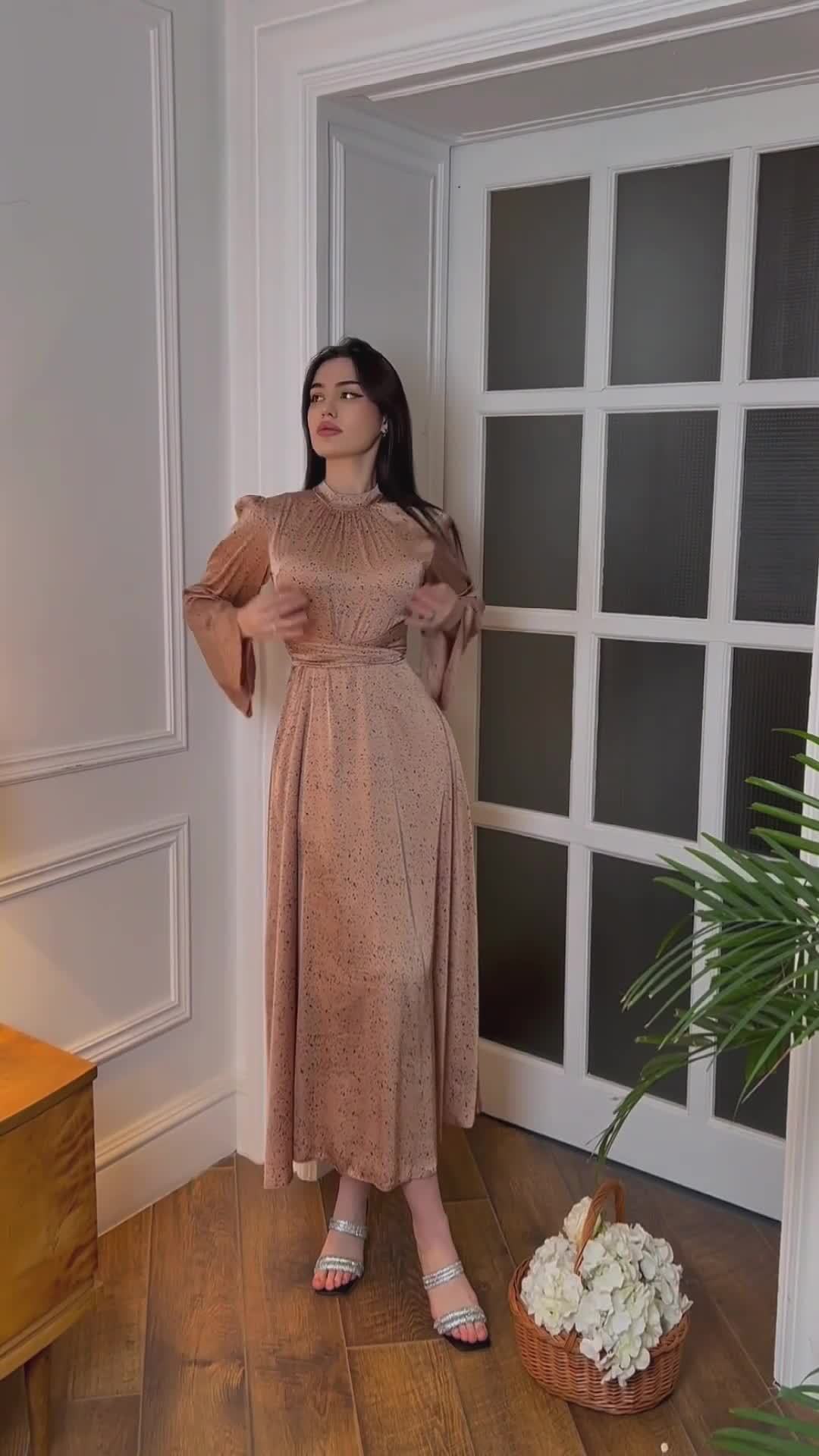 Bedrucktes Shu Feng-Kleid aus Satin für Damen