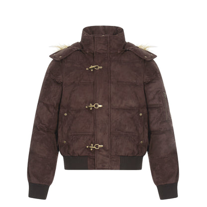 Warm fur collar cotton jacket with cotton jacket