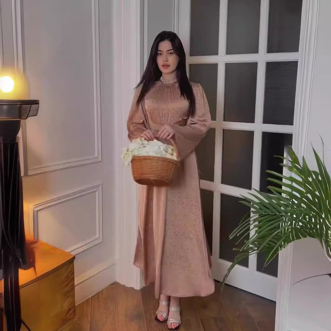 Bedrucktes Shu Feng-Kleid aus Satin für Damen